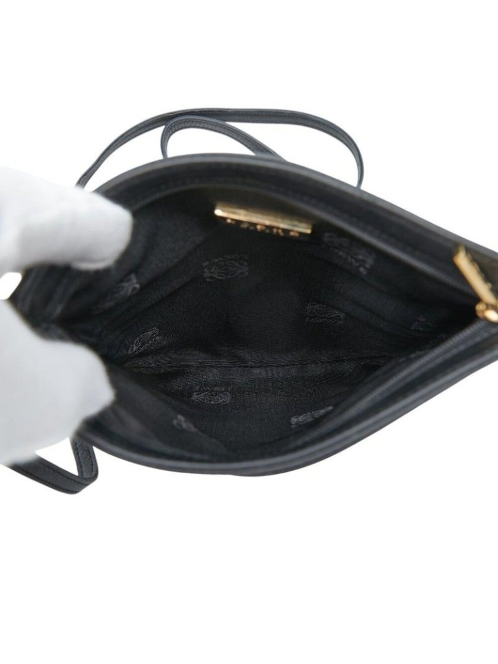 Loewe Anagram Crossbody Shoulder Bag Pochette Black Leather - Picture 6 of 7